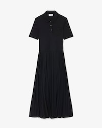 Pleated Fluid Jersey Polo Collar Dress