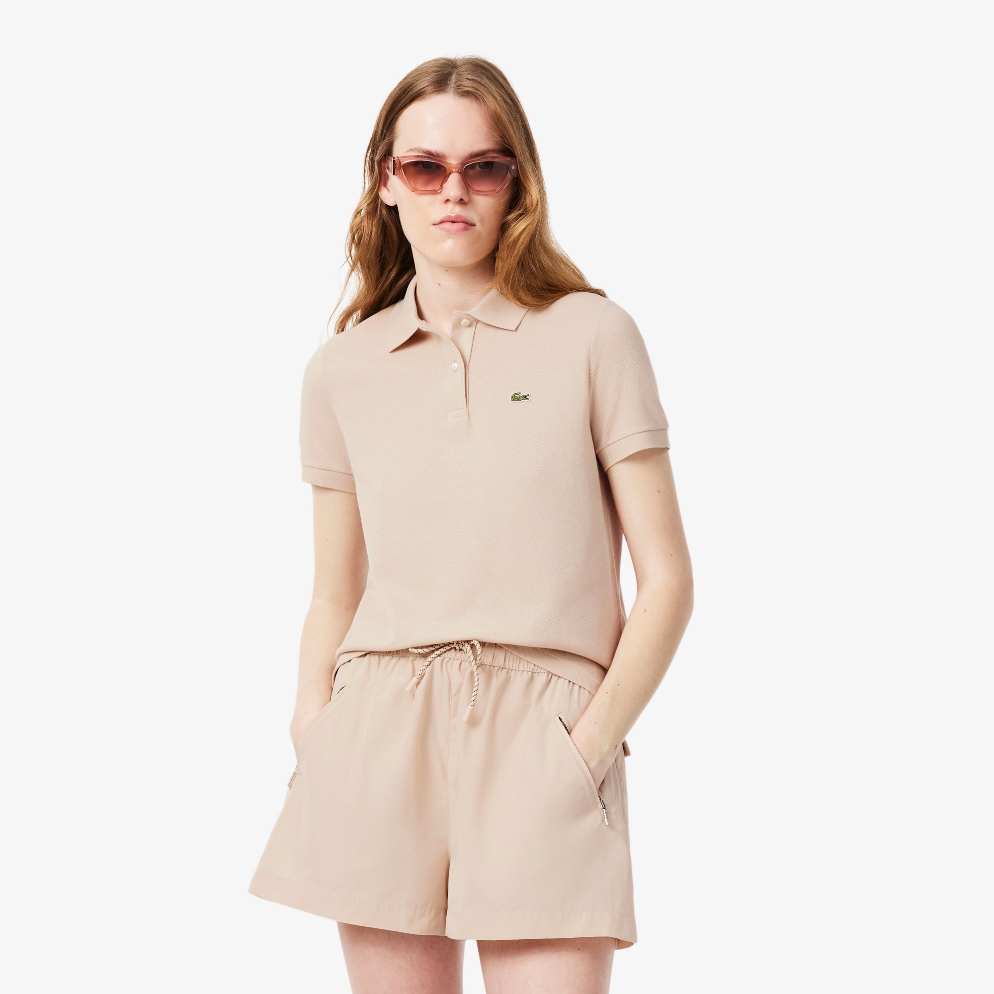Lacoste Women's Regular Fit Supple Petit Piquã© Polo - S (36) In Beige