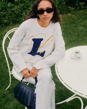Embroidered Intarsia Cable Knit Sweater