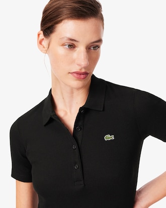 Women's Long Ribbed Cotton Polo Dress