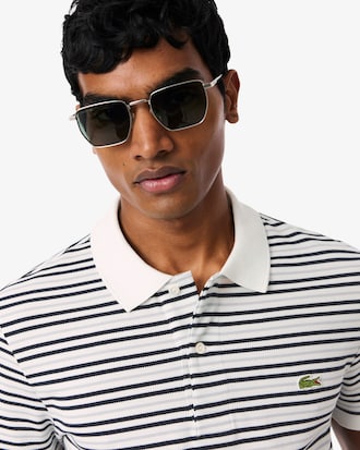 Classic Fit Striped Petit Piqu&eacute; Polo