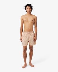 Mid Length Crocodile Print Swim Trunks