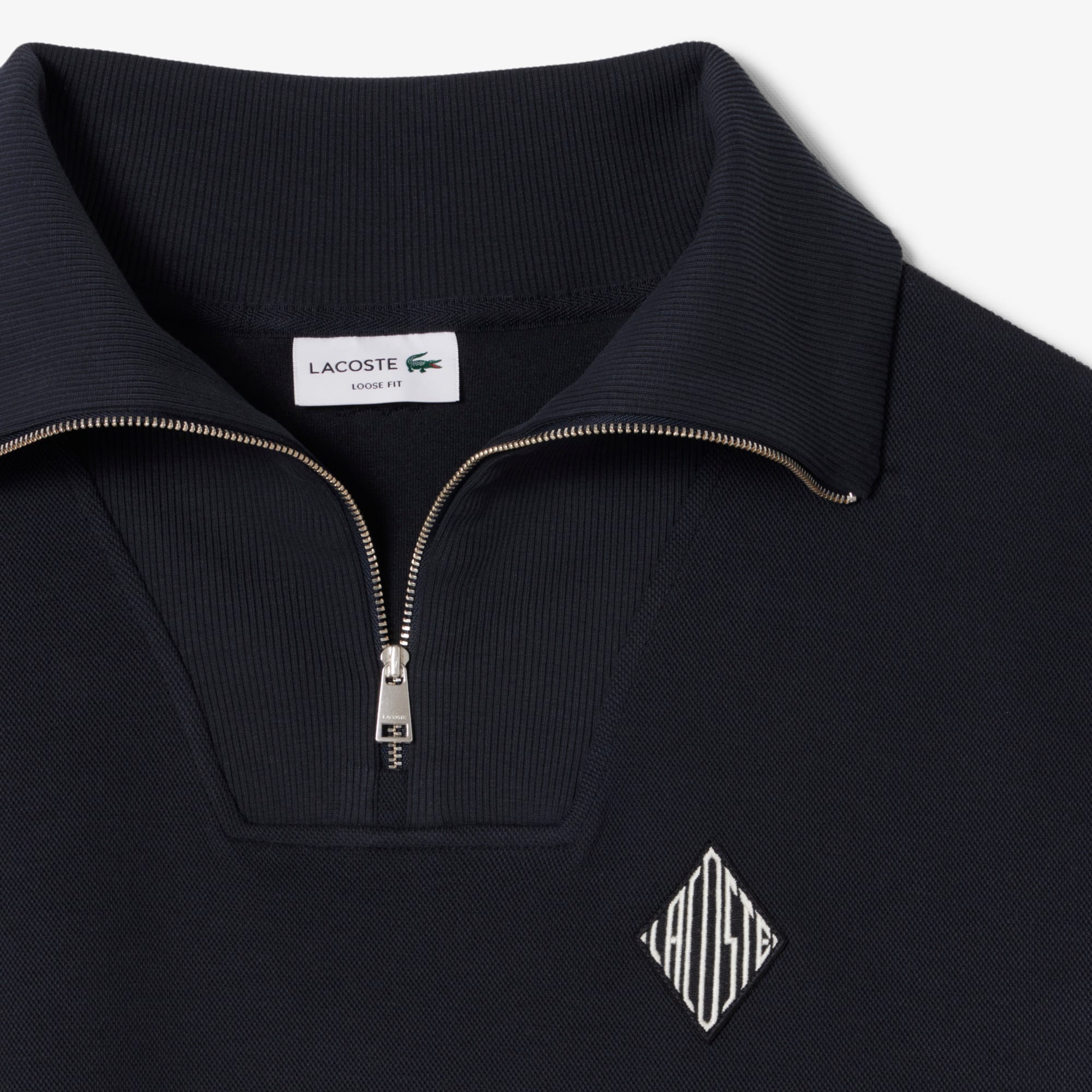 Loose Fit Zipped Neck Piqué Sweatshirt - Sweaters & Sweatshirts