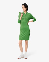 Fluid Satin Piqu&eacute; Polo Dress