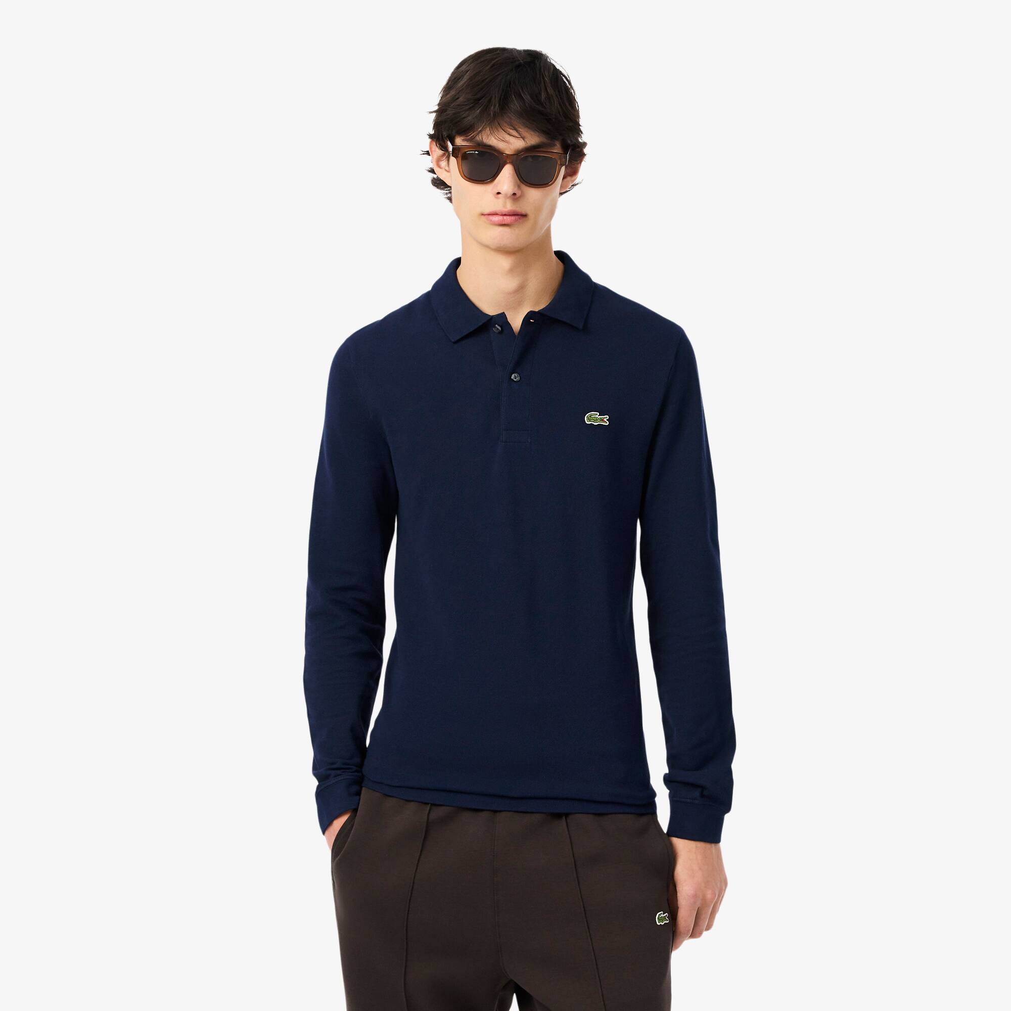 Lacoste Original L.12.12 Slim Fit Long Sleeve Polo - Xl - 6 In Blue