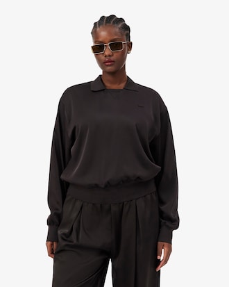 Relaxed Fit Satin Polo Shirt