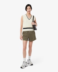 Women's Satin Jersey Pointelle Stripe Shorts