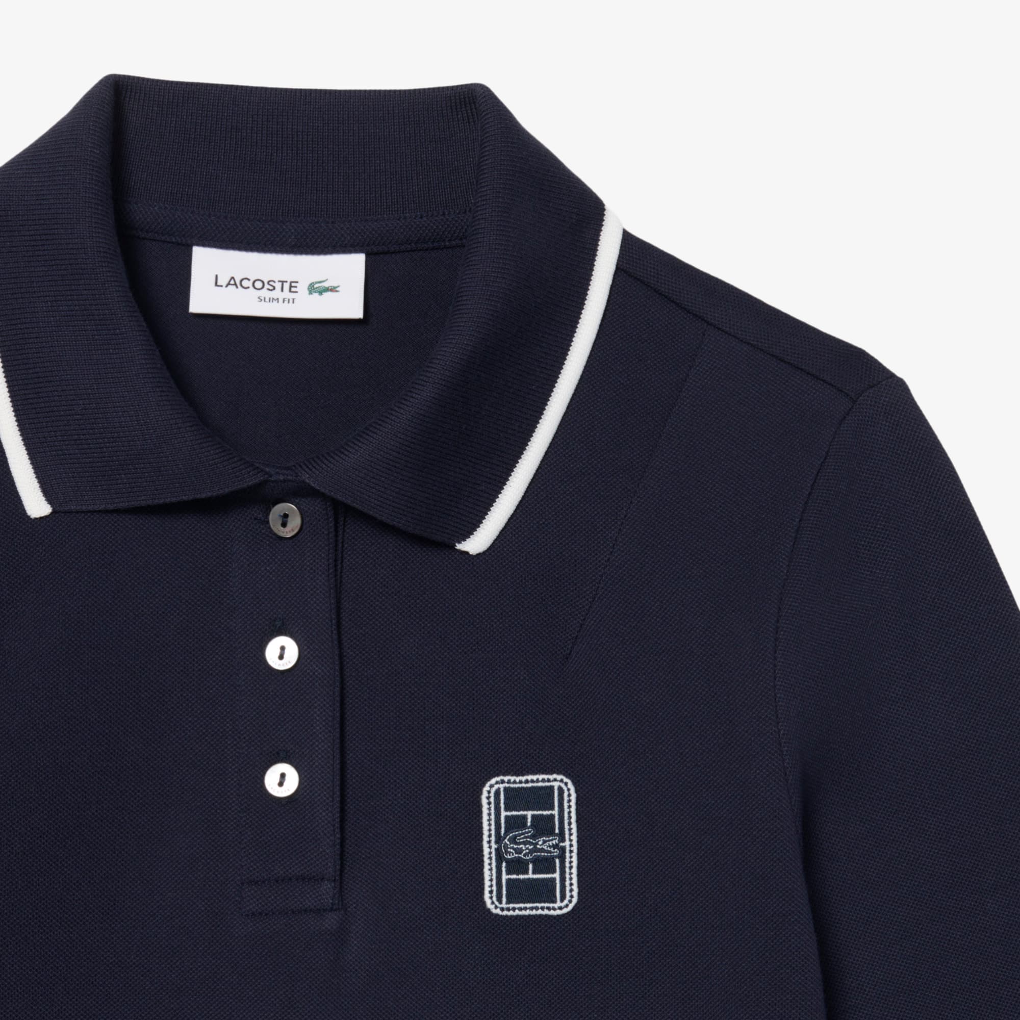 Slim Fit Two Tone Badge Accent Polo Shirt