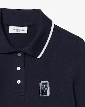 Slim Fit Two Tone Badge Accent Polo Shirt
