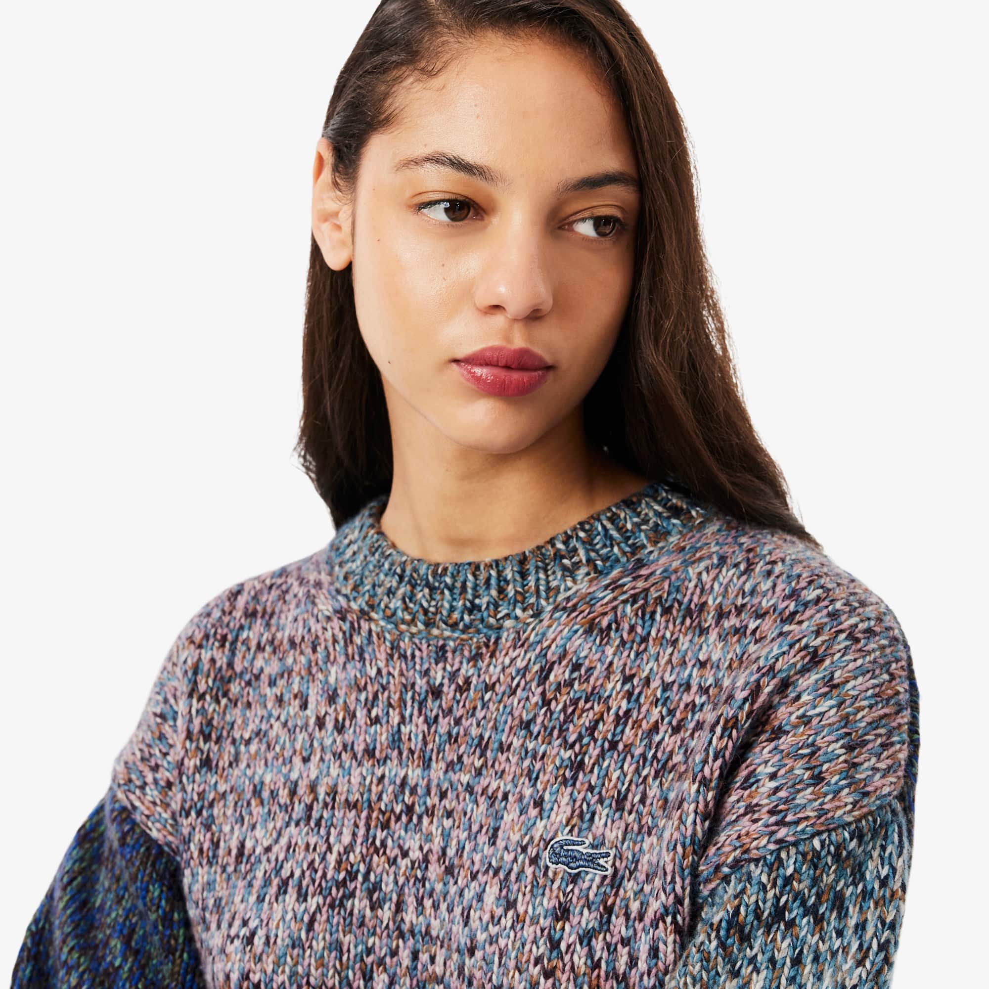 Women's High-Neck Wool Blend Cable Knit Sweater - Sweaters