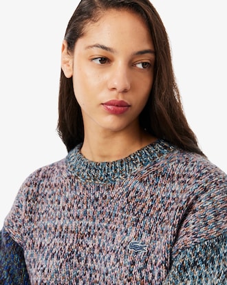 Women's High-Neck Wool Blend Cable Knit Sweater