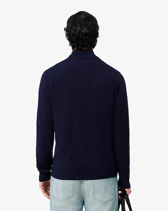 Men's Zip-Up High-Neck Cotton Sweater