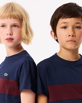 Kids' Contrast Stripe Cotton T-Shirt
