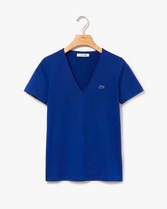 T-shirt col V slim fit en jersey de coton uni