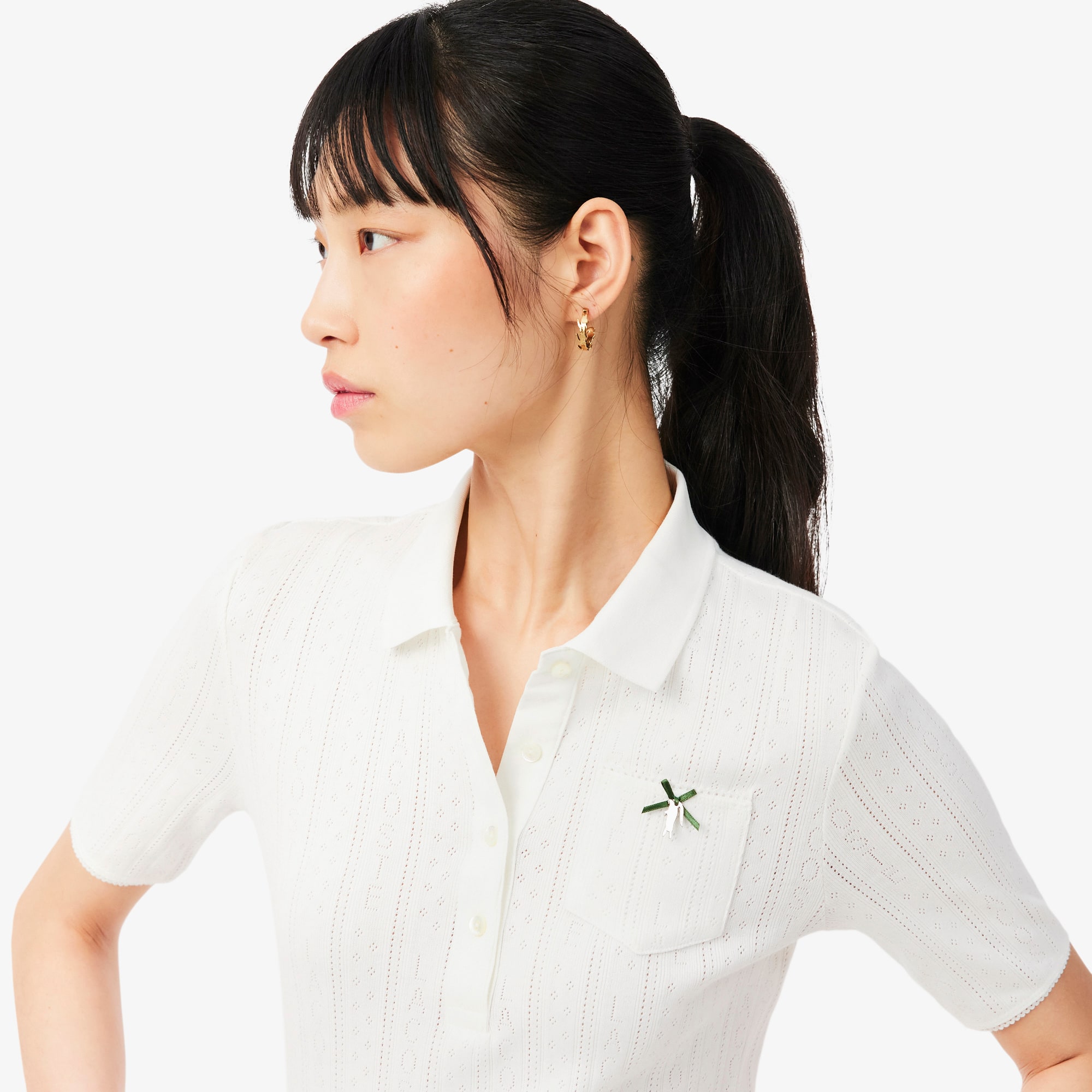 Women's Slim Fit Pointelle Branded L.12.D Polo - Men's Tracksuits