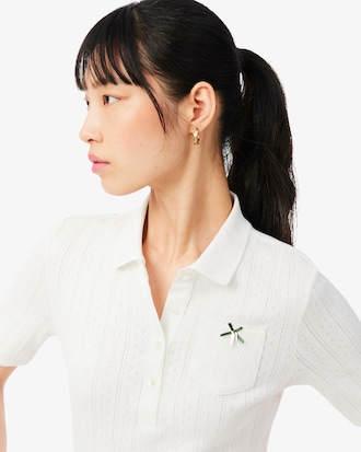 Women's Slim Fit Pointelle Branded L.12.D Polo