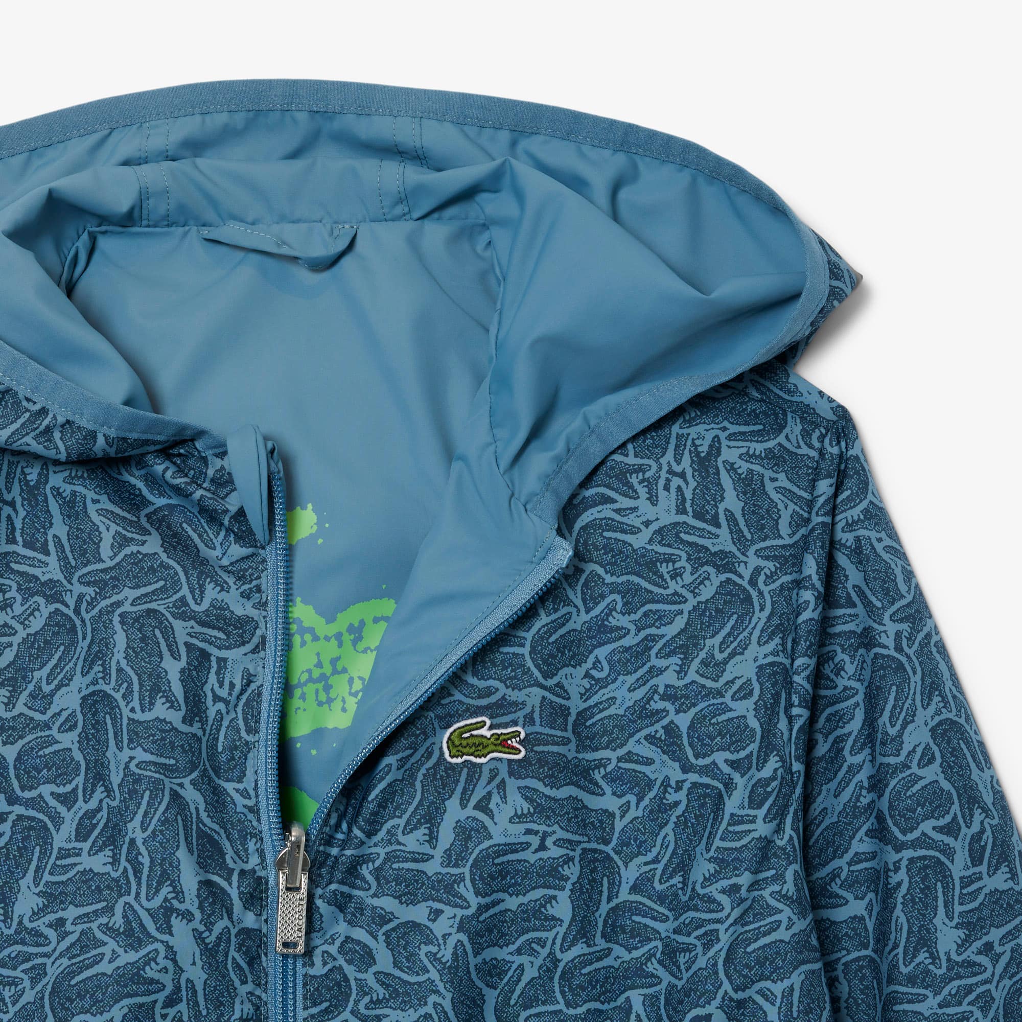 水色 1908 Lacoste zip up sports jacket Men's Printed Bands Zip-Up Hoodie - Sweaters & Sweatshirts