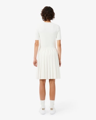 Pleated Petit Piqu&eacute; Effect Midi Skirt
