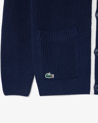 Badge Accent Wool Blend Golf Cardigan