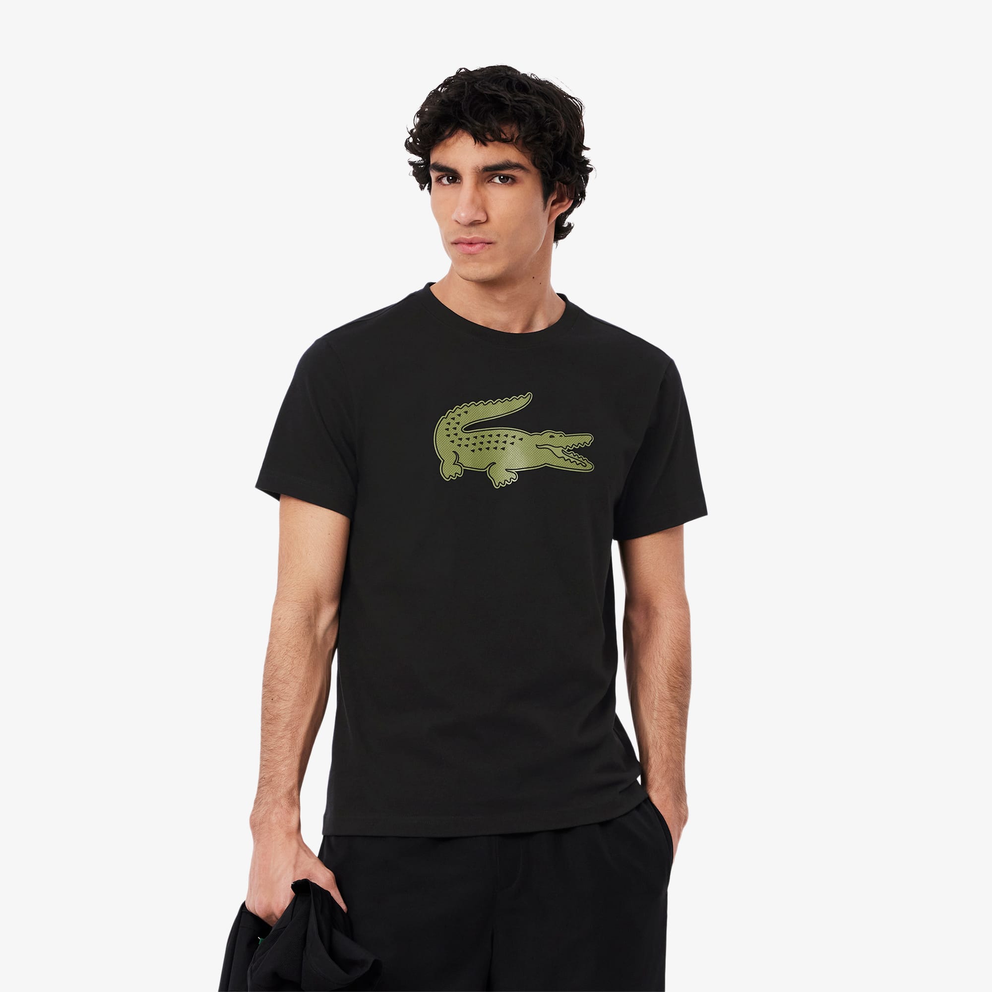 Lacoste Men's Ultra Dry Xxl Logo Sport T-shirt - Xl - 6 In Black