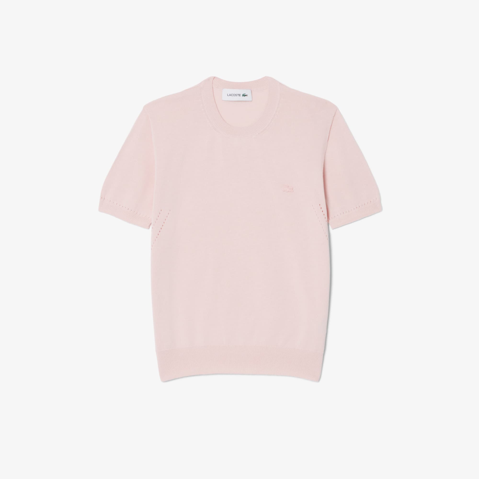 Lacoste Short Sleeved 3d Knit Sweater - 36 In Pink