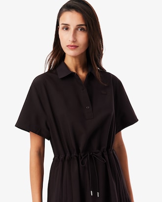 Robe polo pliss&eacute;e laine m&eacute;lang&eacute;e