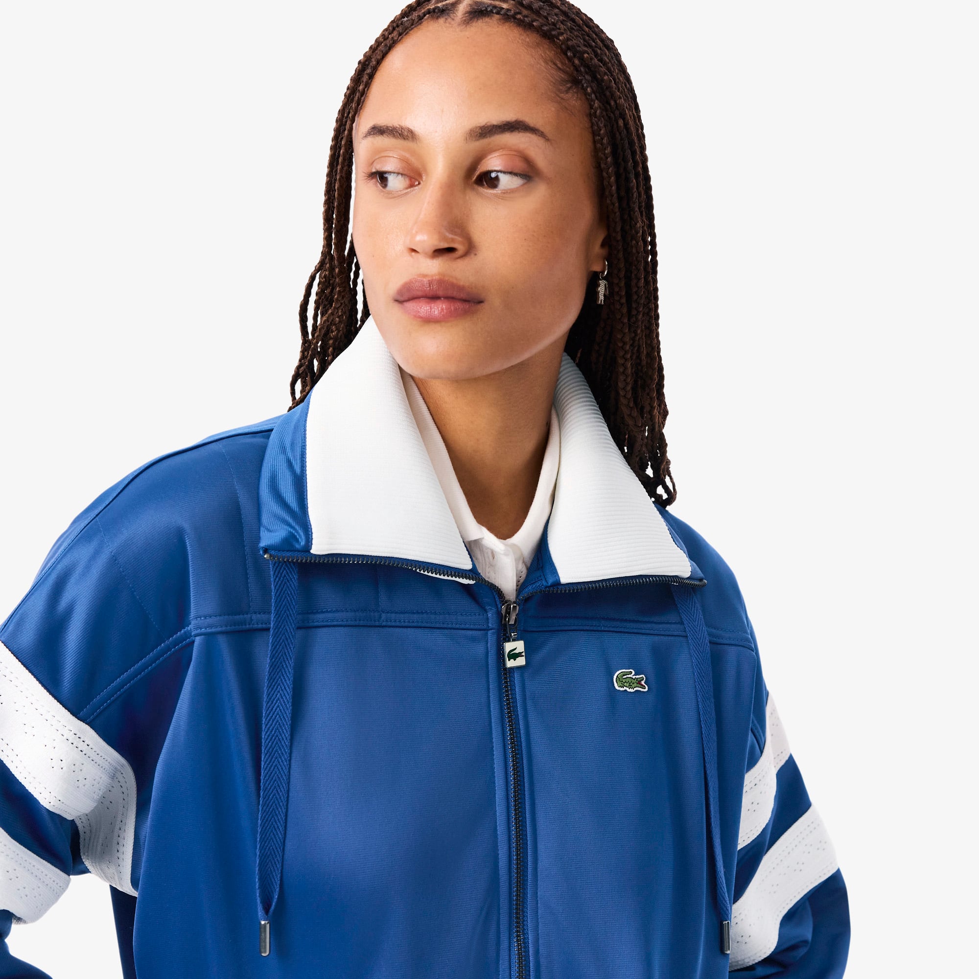 Women's Oversized Pointelle Stripe Satin Sweatshirt - Sweaters