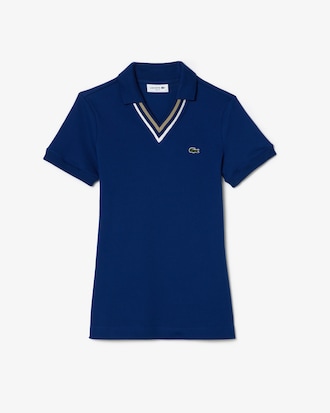 Women's Slim Fit V-Neck Stretch Piqué Polo
