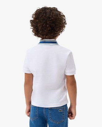 Stripe Collar Petit Piqu&eacute; Polo Shirt