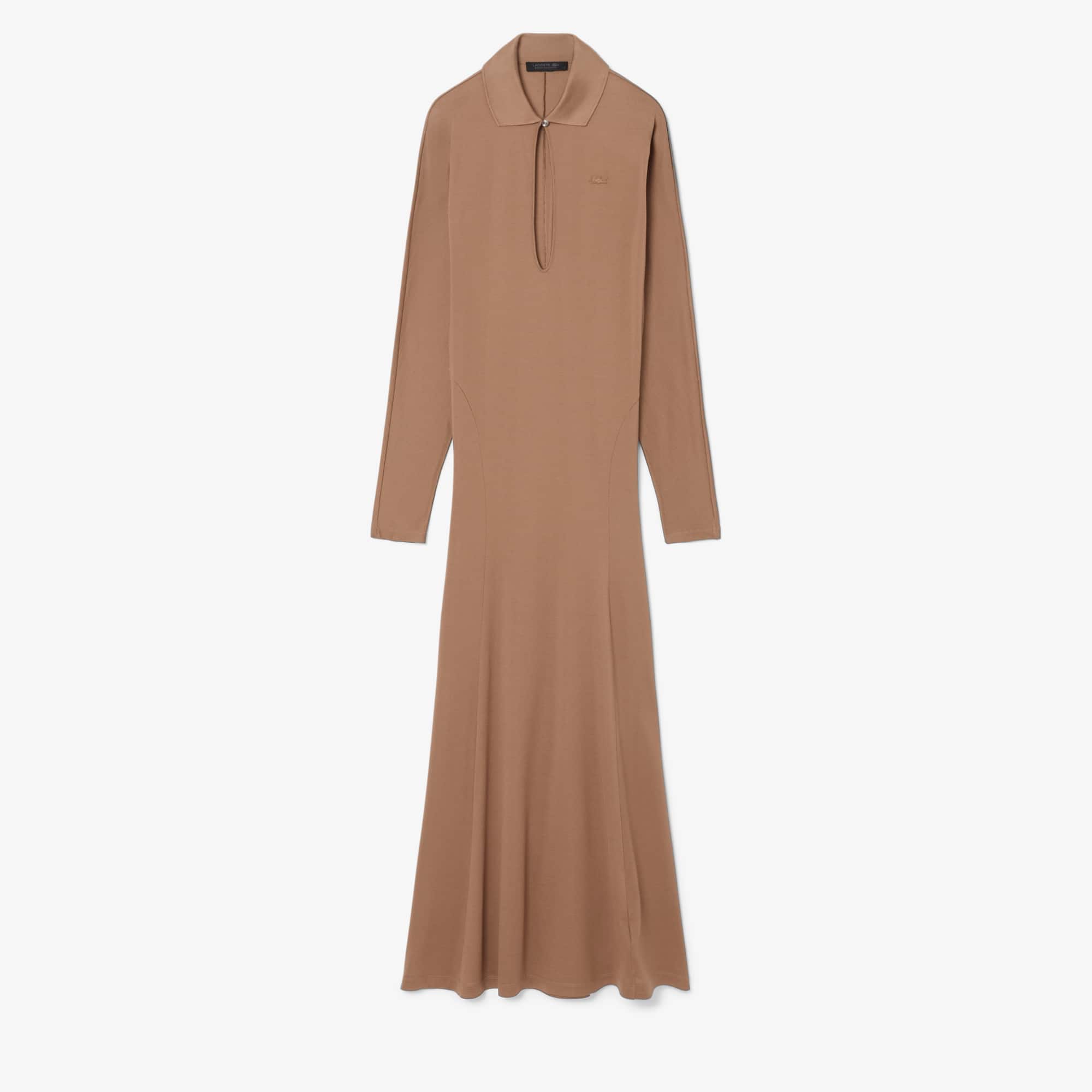 Runway Polo Collar Silk Maxi Dress