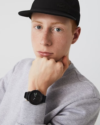 Men’s Lacoste.12.12 Black Silicone Strap Watch