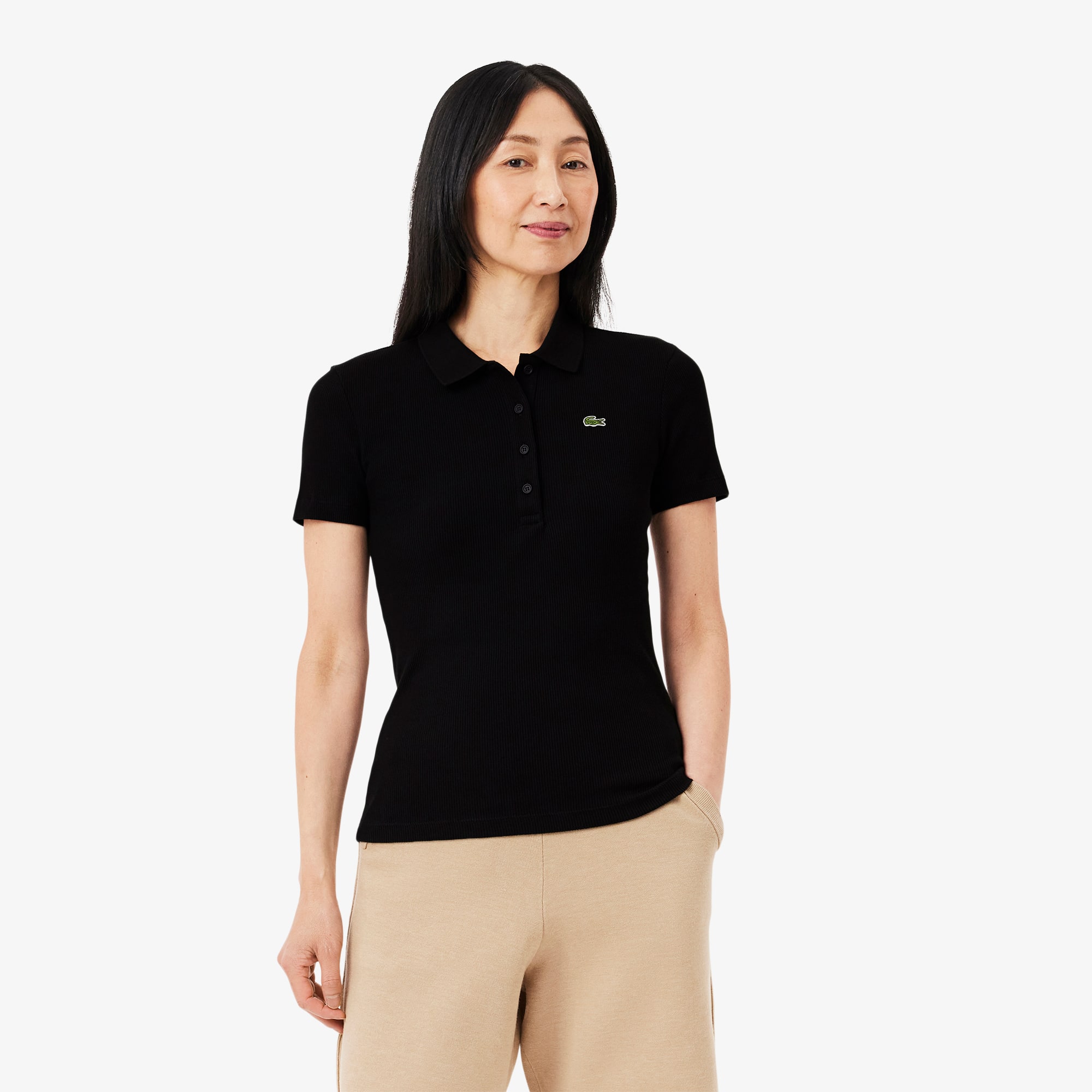 Women's Slim Fit L.12.D Ribbed Cotton Polo - Polo Shirts - New In