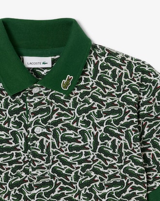 Boys' Crocodile Print Piqué Polo