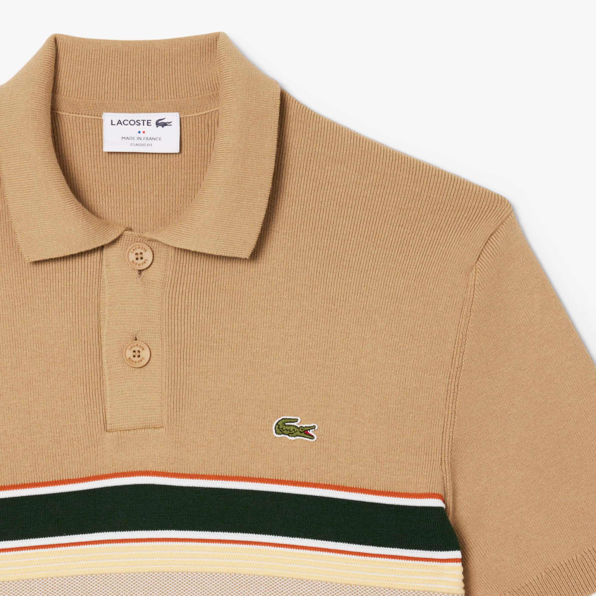 Men's Made In France Striped Polo Collar Sweater - Sweaters