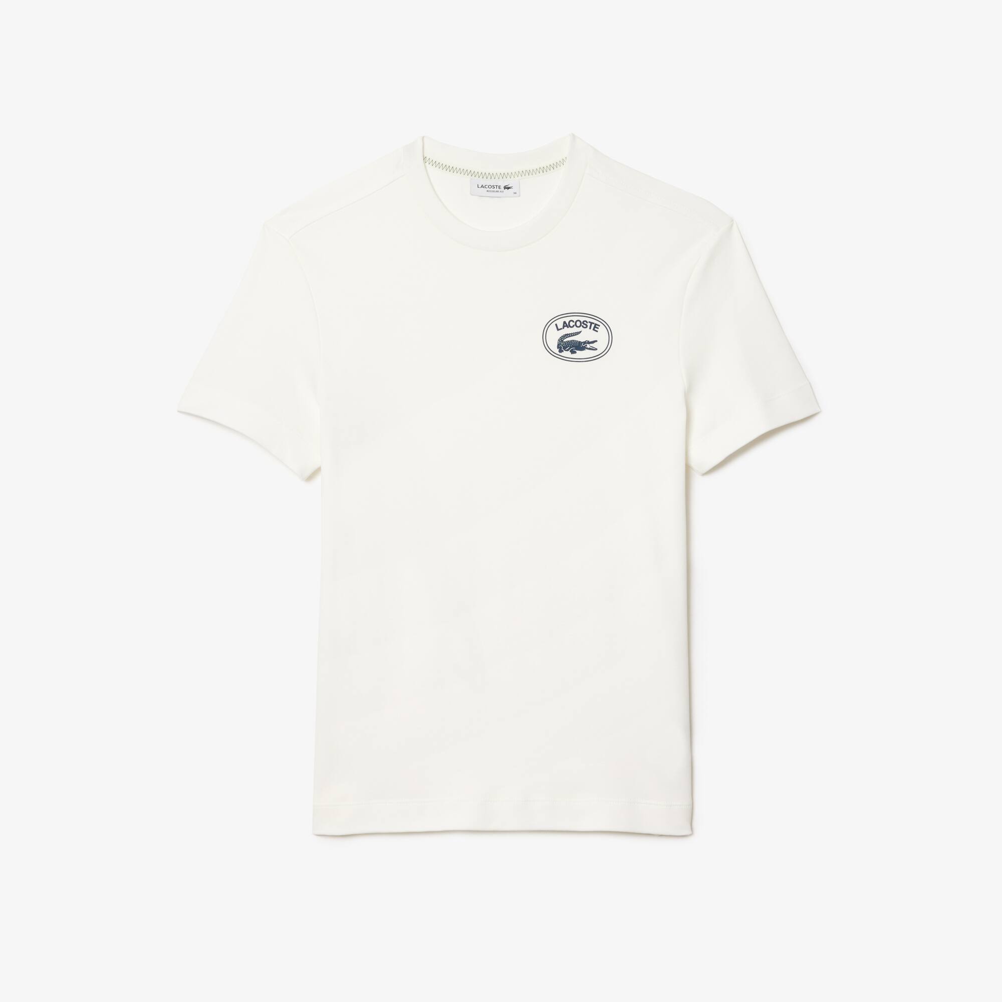 ★LACOSTE★ Women's Short Sleeve T-Shirt Off White TF677E-55 Lacoste women's T-shirt in ribbed cotton tf5538 White