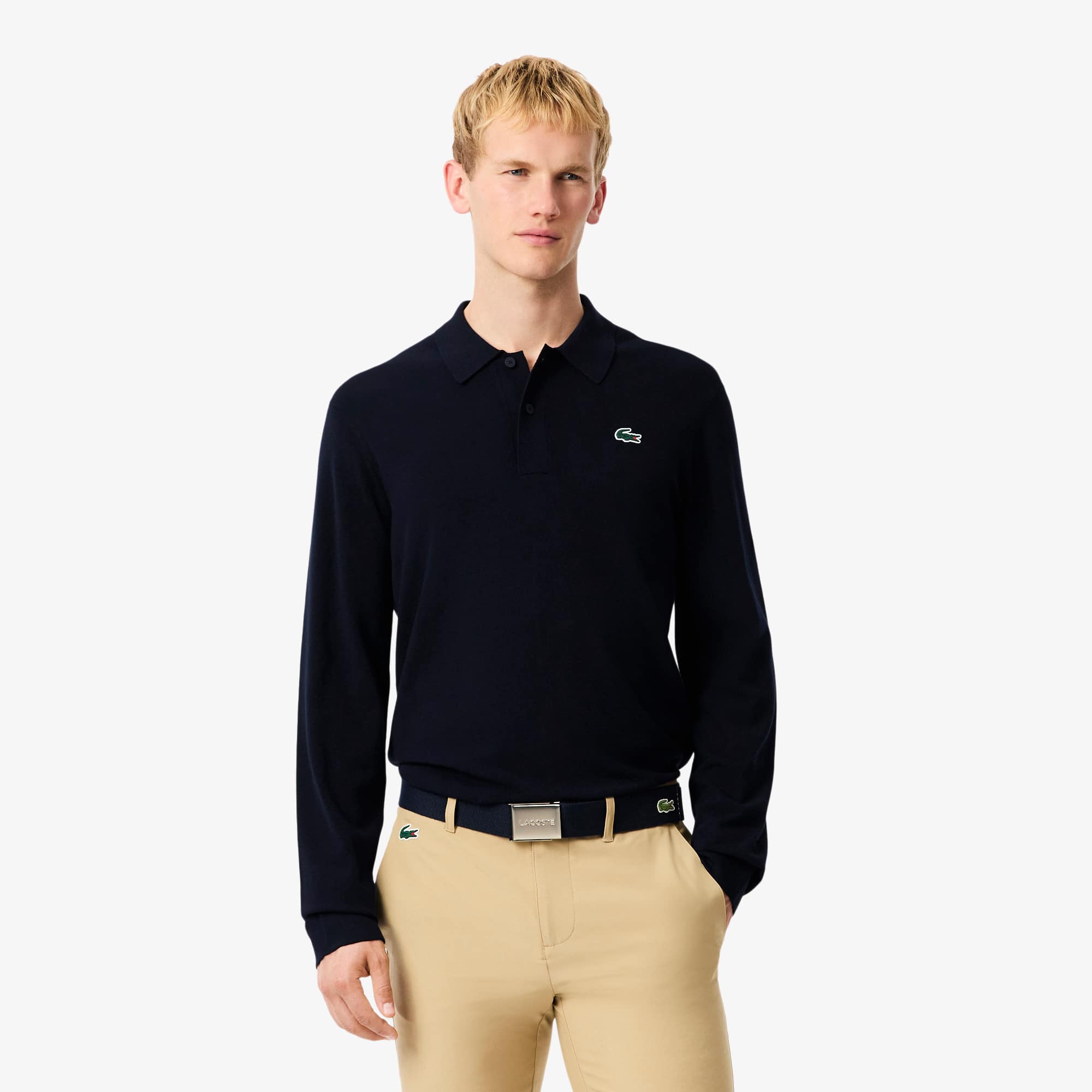 Lacoste Men's Polo Collar Stretch Golf Sweater