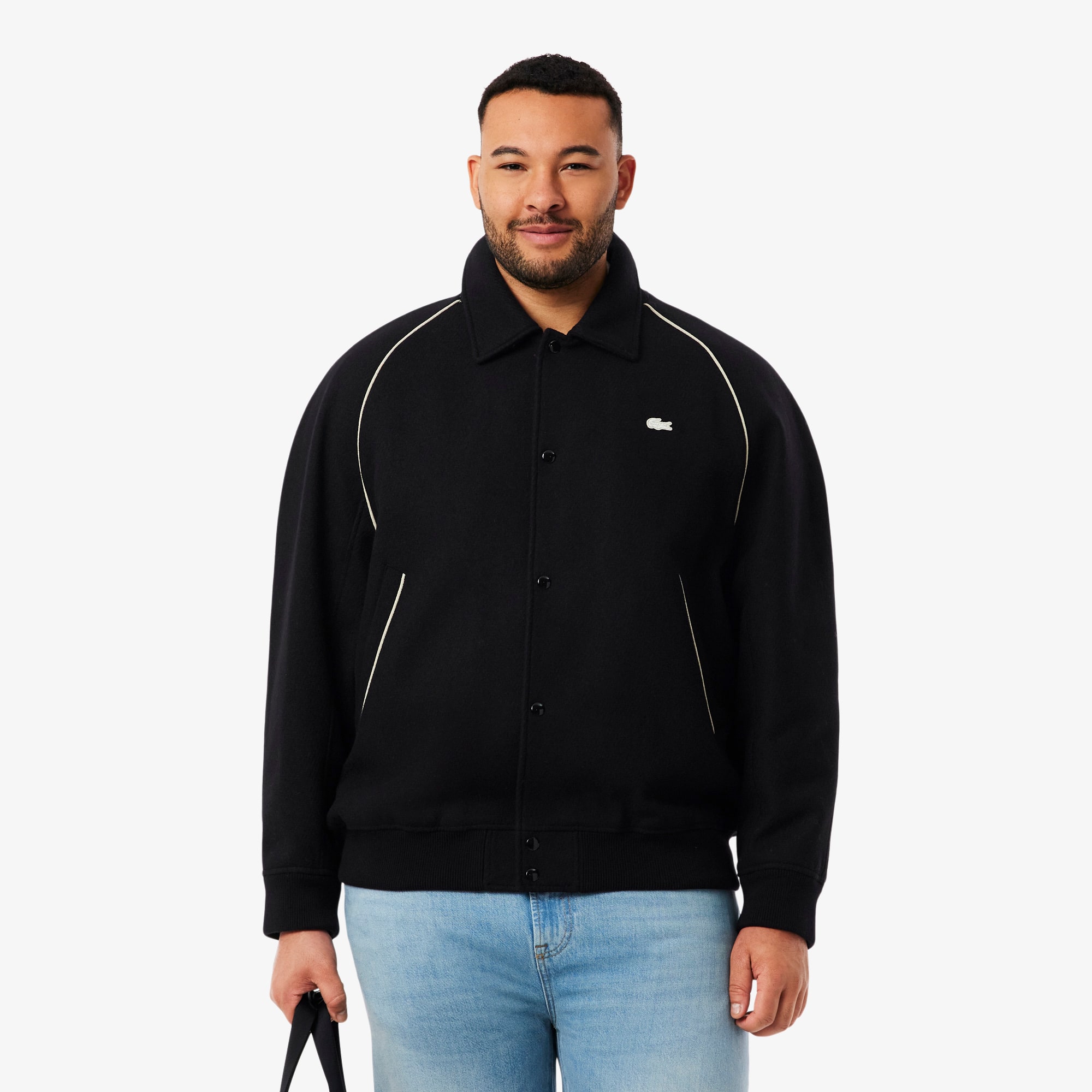 Men's Badge Accent Wool Varsity Jacket - Jackets & Coats - New In