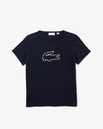 Girls' Coloured Crocodile Crew Neck Cotton T-Shirt