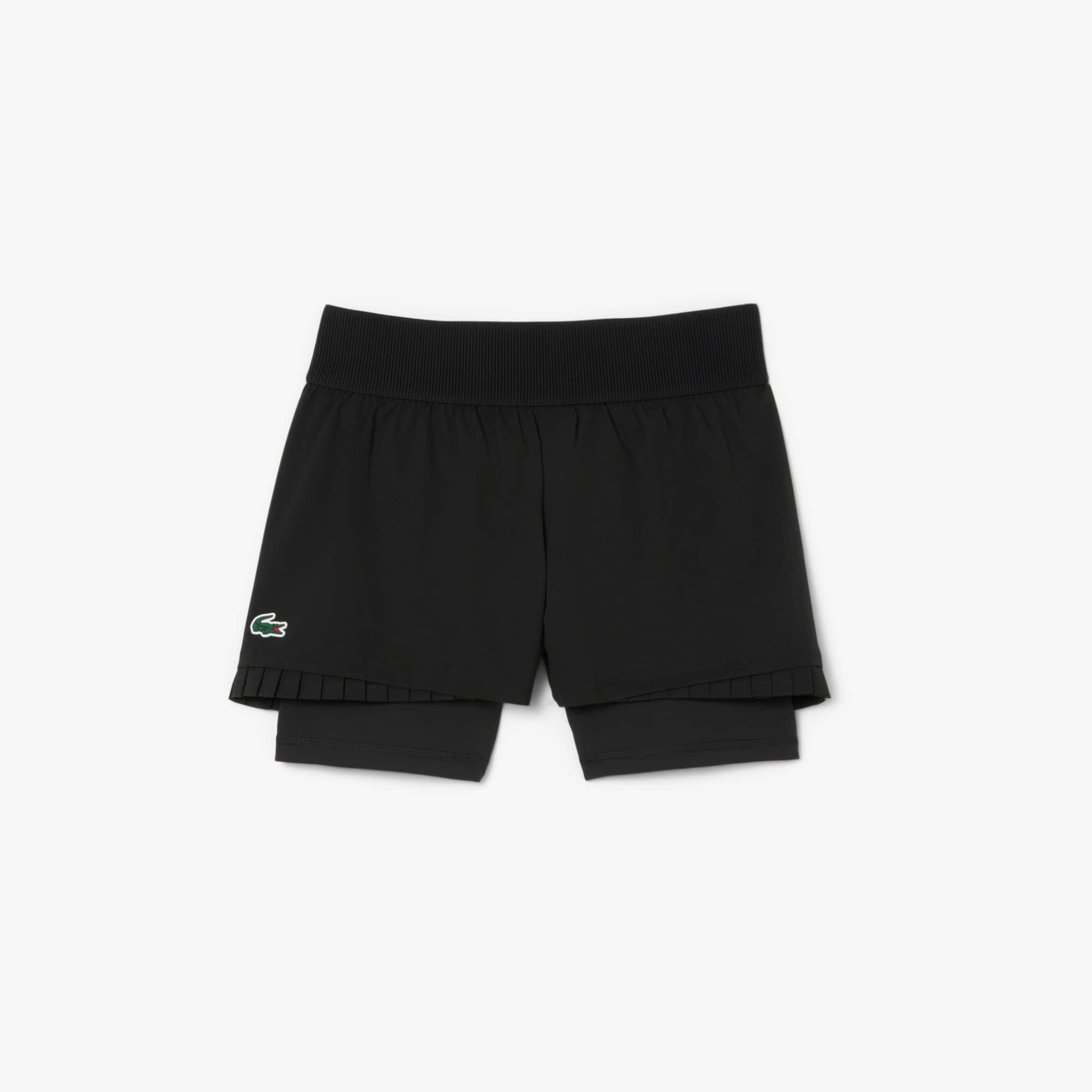 Lacoste Women's Ultra Dry Lined Tennis Shorts - 40 In Black