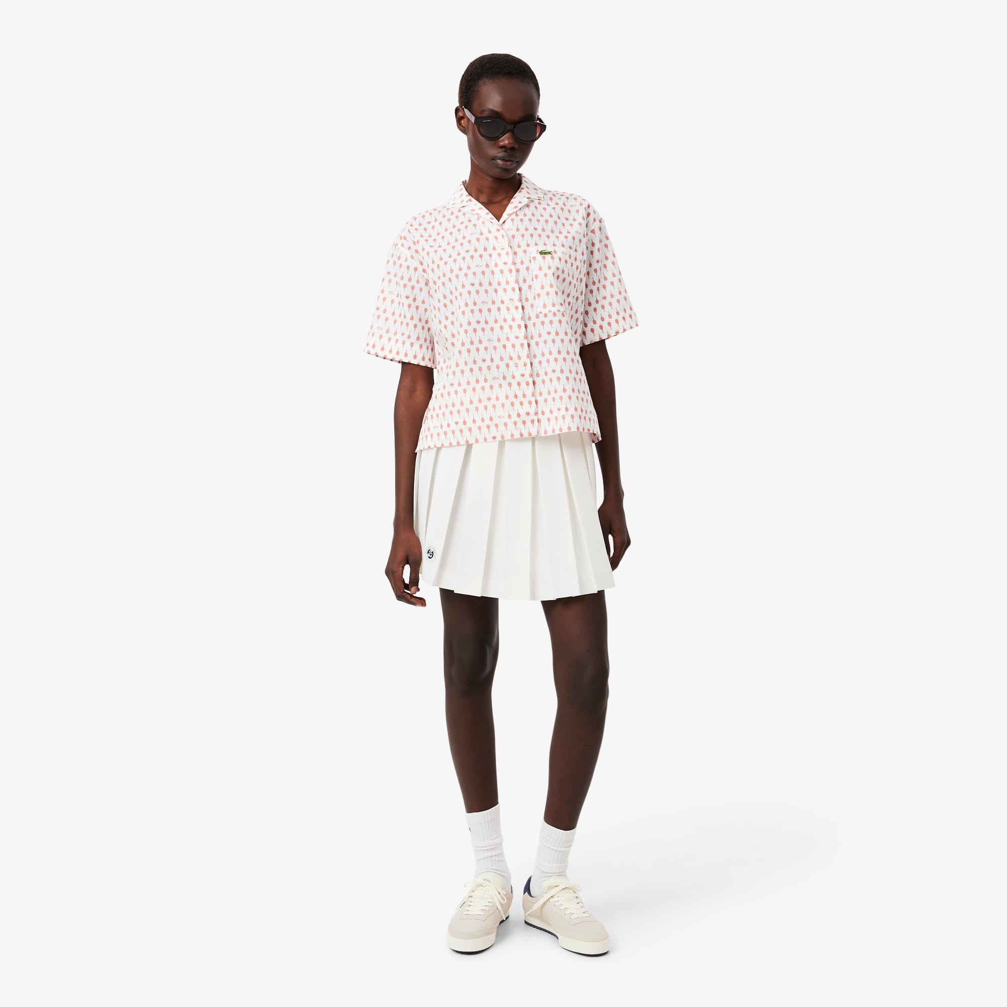 Lacoste Roland-garros Edition Short Pleated Skirt - Xs (34) In White