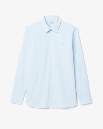 Camisa slim fit de popelina el&aacute;stica a rayas