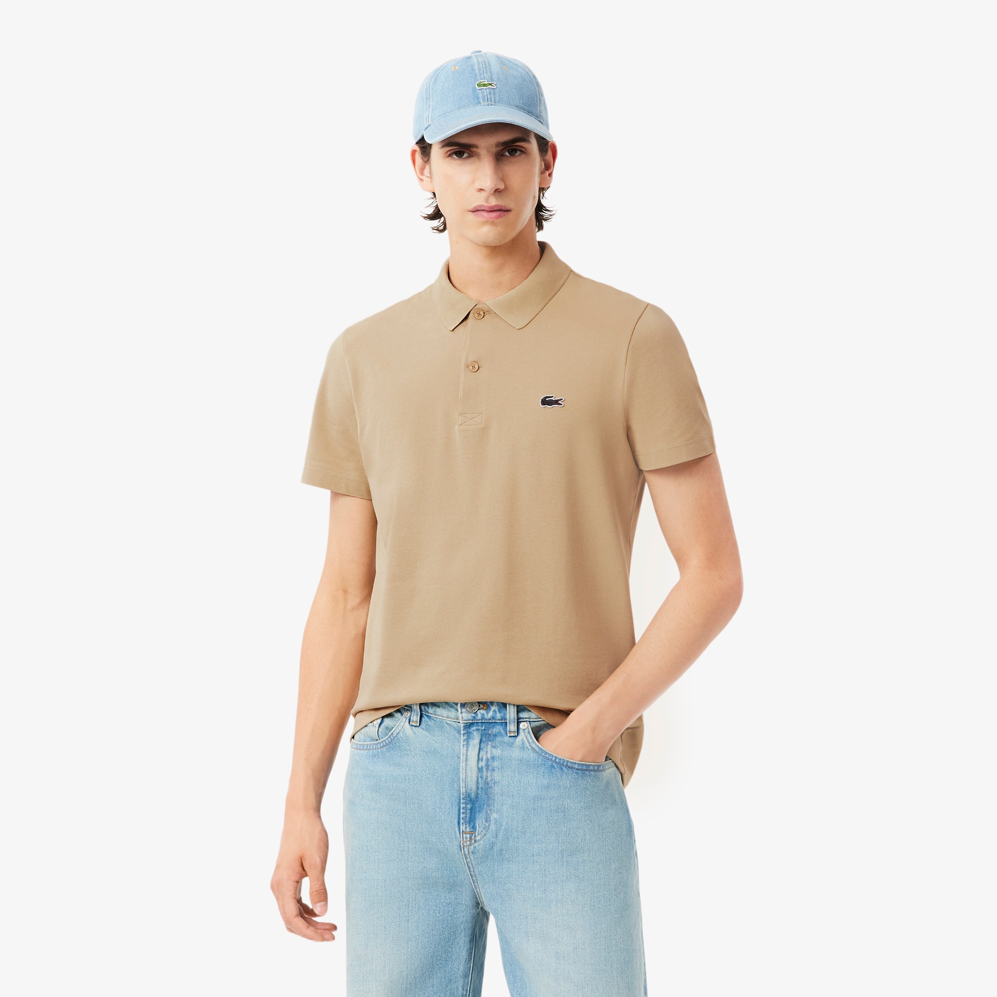 Lacoste Men's Regular Fit Long Sleeve Cotton Blend Polo - Xxl - 7 In Neutral
