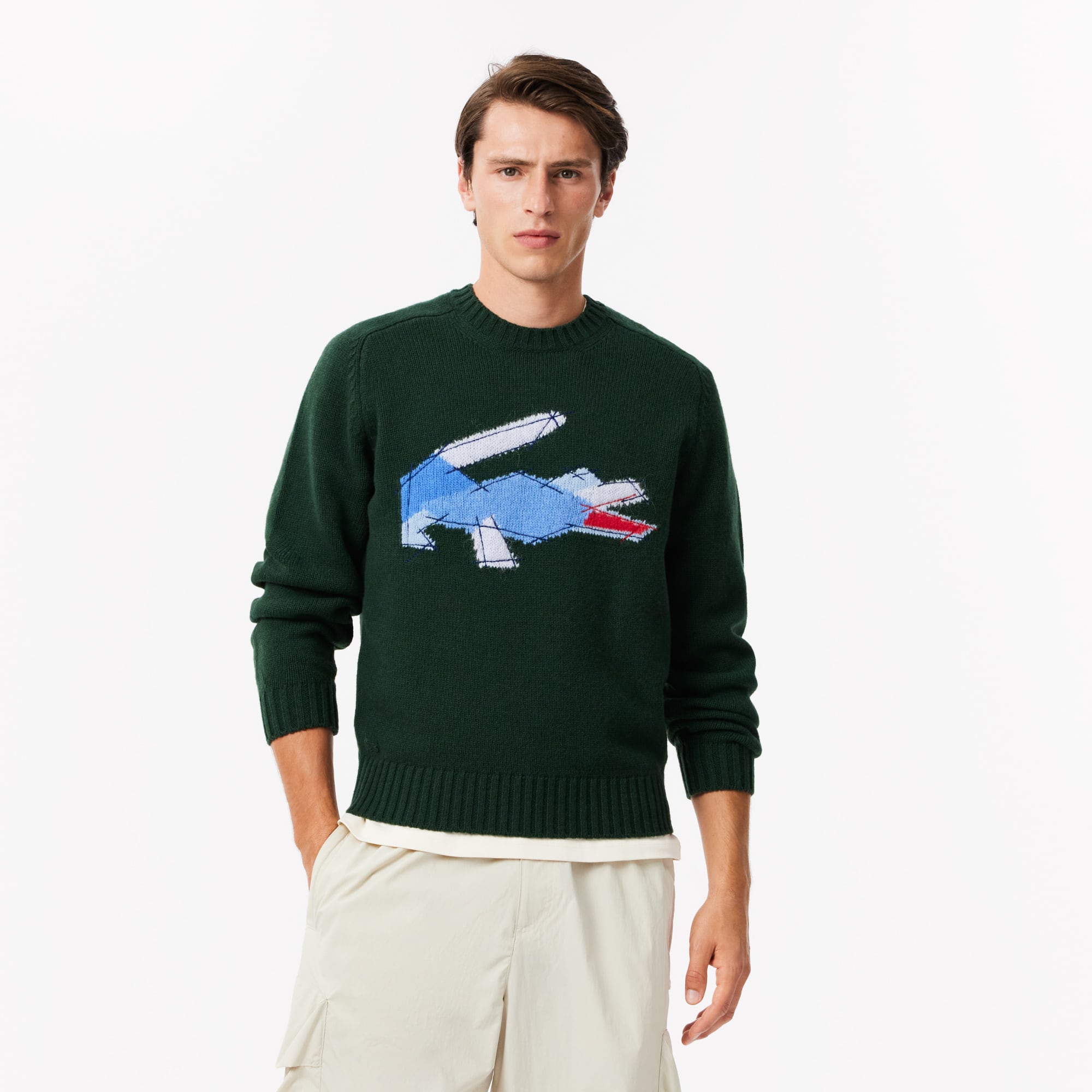 Men's Crocodile Motif Wool Sweater - Sweaters & Sweatshirts - New