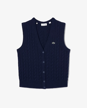 Women's Lacoste x Bandier Sleeveless Cashmere Cardigan
