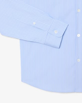 Camisa de Corte Ajustado de Popelina El&aacute;stica de Rayas