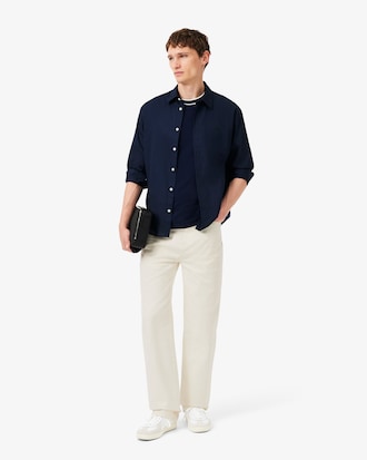 Men's Stretch Piqu&eacute; Striped Collar T-Shirt
