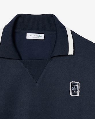 Oversized Polo Collar Piqu&eacute; Sweatshirt