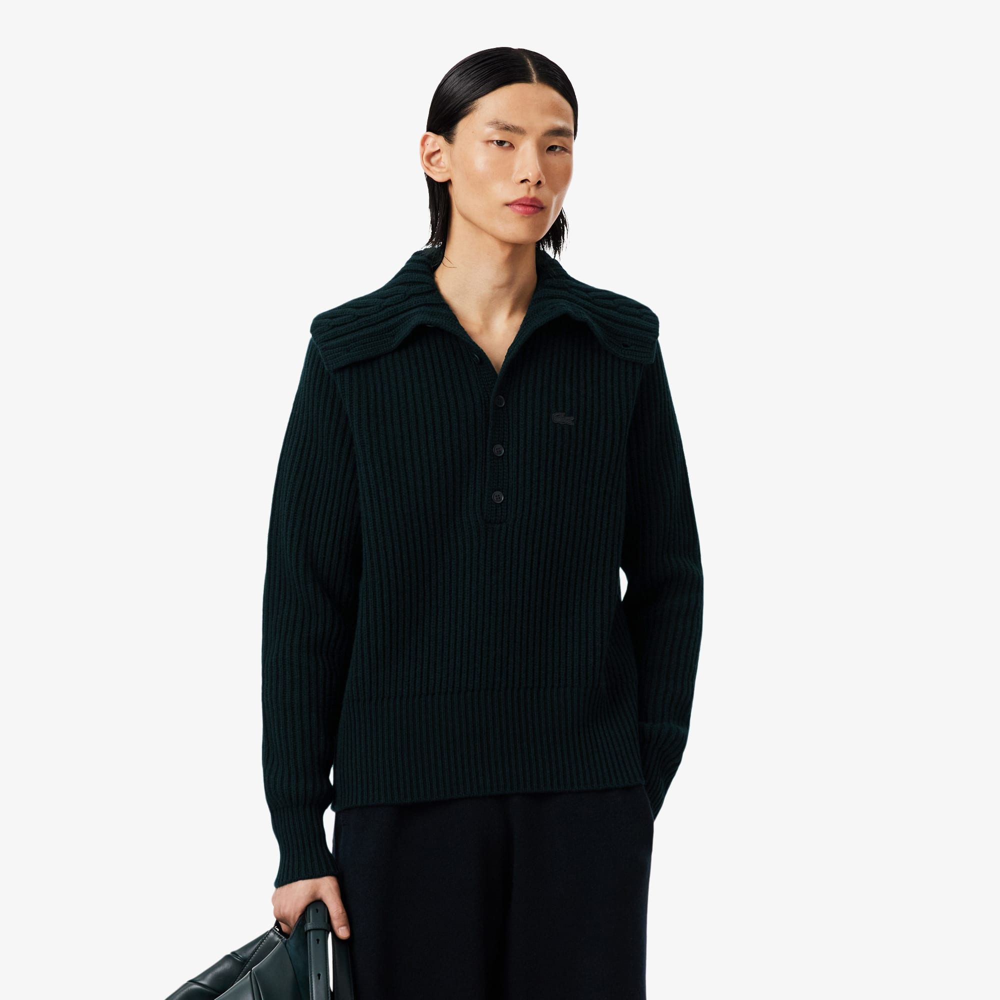 Lacoste Runway Cable Neck Wool Sweater