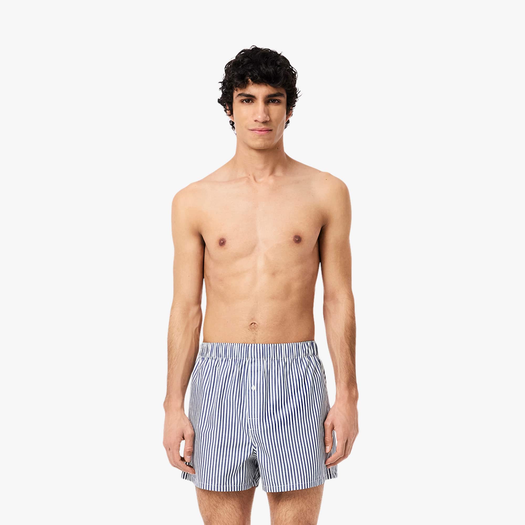 Lacoste Men's 3-pack Cotton Weave Boxers - Xxl In Blue
