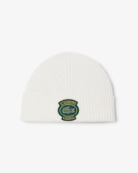 Unisex Ribbed Wool Badge Beanie